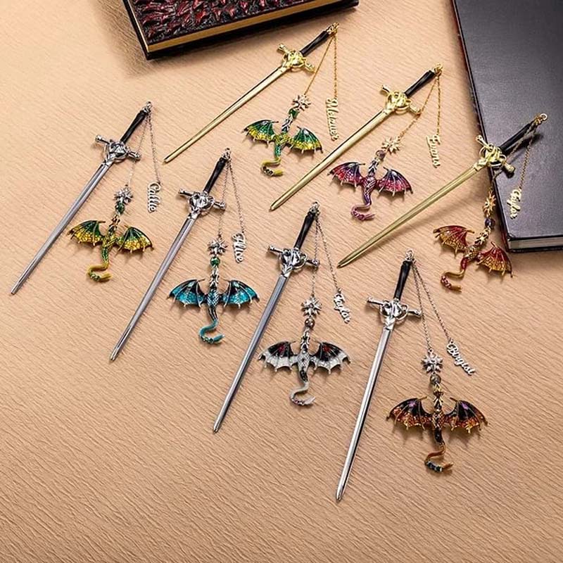 🐉 Dein Name auf einem Lesezeichen in Form eines Fantasy-Drachenschwertes!