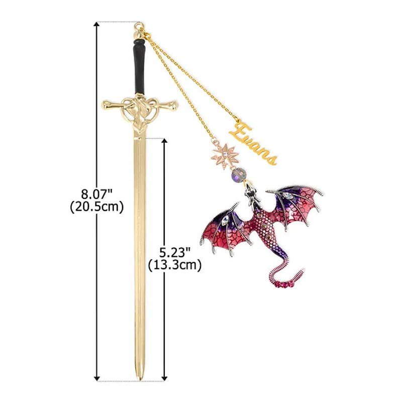 🐉 Dein Name auf einem Lesezeichen in Form eines Fantasy-Drachenschwertes!